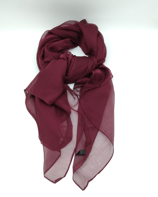 Wine Red Thin Large Silk Scarf